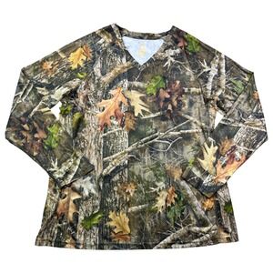 SHE Outdoor Womens XL Camo Long Sleeve V Neck T Shirt Hunting Casual